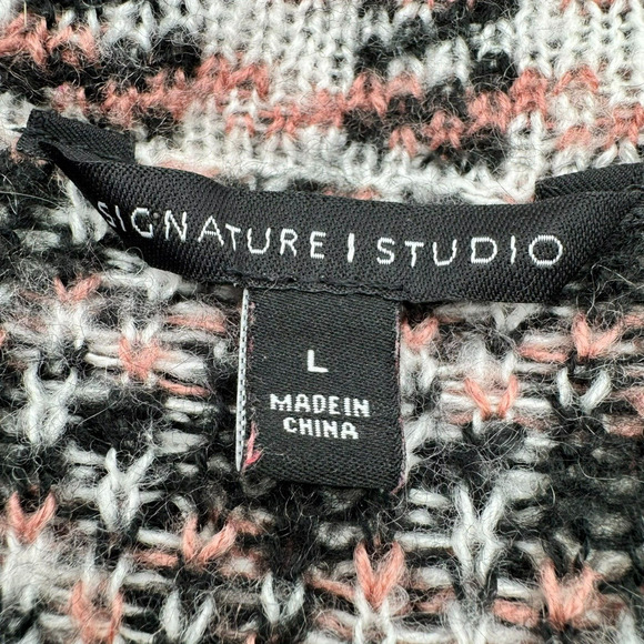 SIGNATURE STUDIO Women's Large Pink‎ Gray open front knit cardigan sweater cozy - Picture 4 of 8